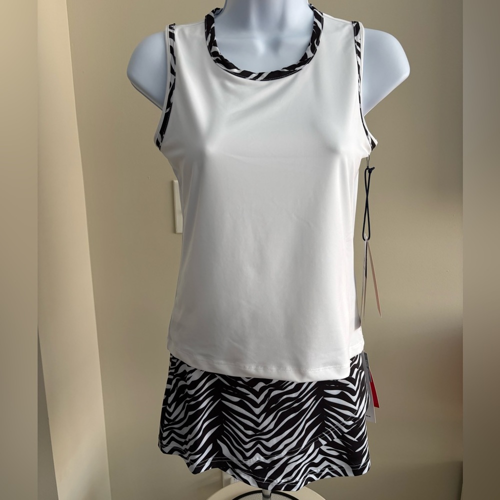 Fila White and Black Zebra Pattern Tennis Outfit
